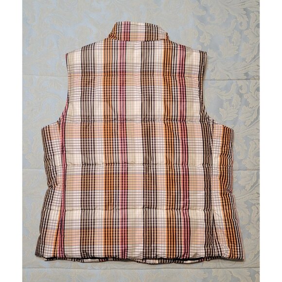 Liz Claiborne Plaid Quilted Puffer Vest Large Full Zip - Picture 3 of 8
